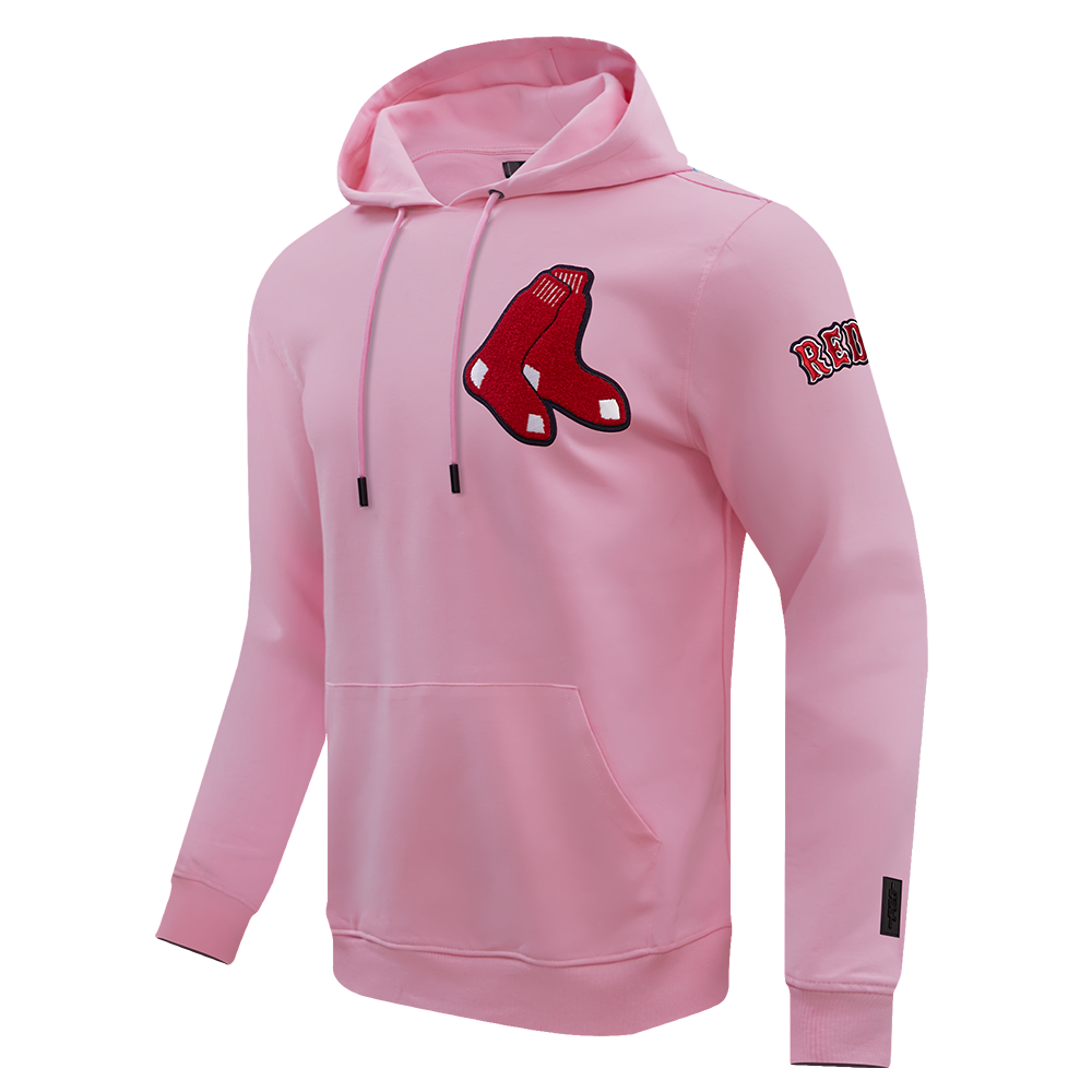 MLB BOSTON RED SOX CLASSIC CHENILLE MEN'S PULLOVER HOODIE (PINK)