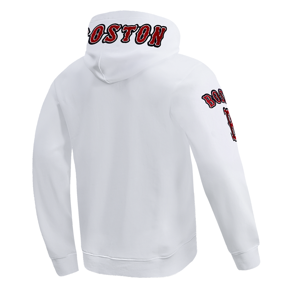 MLB BOSTON RED SOX CLASSIC CHENILLE MEN'S PULLOVER HOODIE (WHITE)