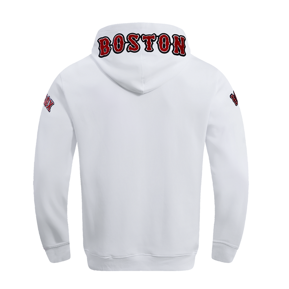 MLB BOSTON RED SOX CLASSIC CHENILLE MEN'S PULLOVER HOODIE (WHITE)