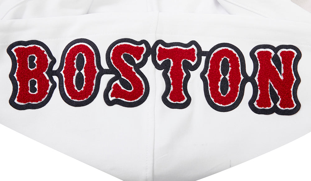 MLB BOSTON RED SOX CLASSIC CHENILLE MEN'S PULLOVER HOODIE (WHITE)
