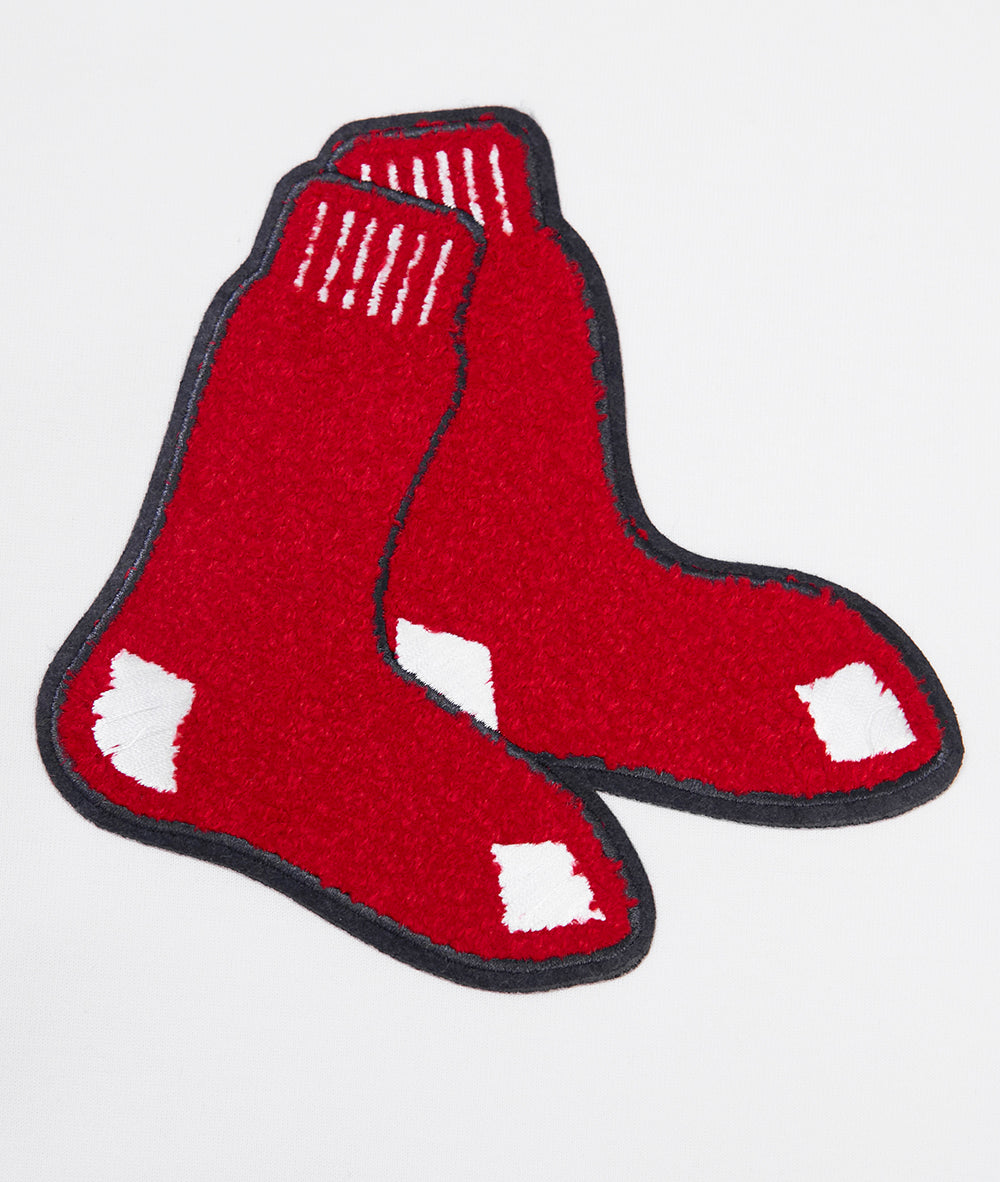 MLB BOSTON RED SOX CLASSIC CHENILLE MEN'S PULLOVER HOODIE (WHITE)