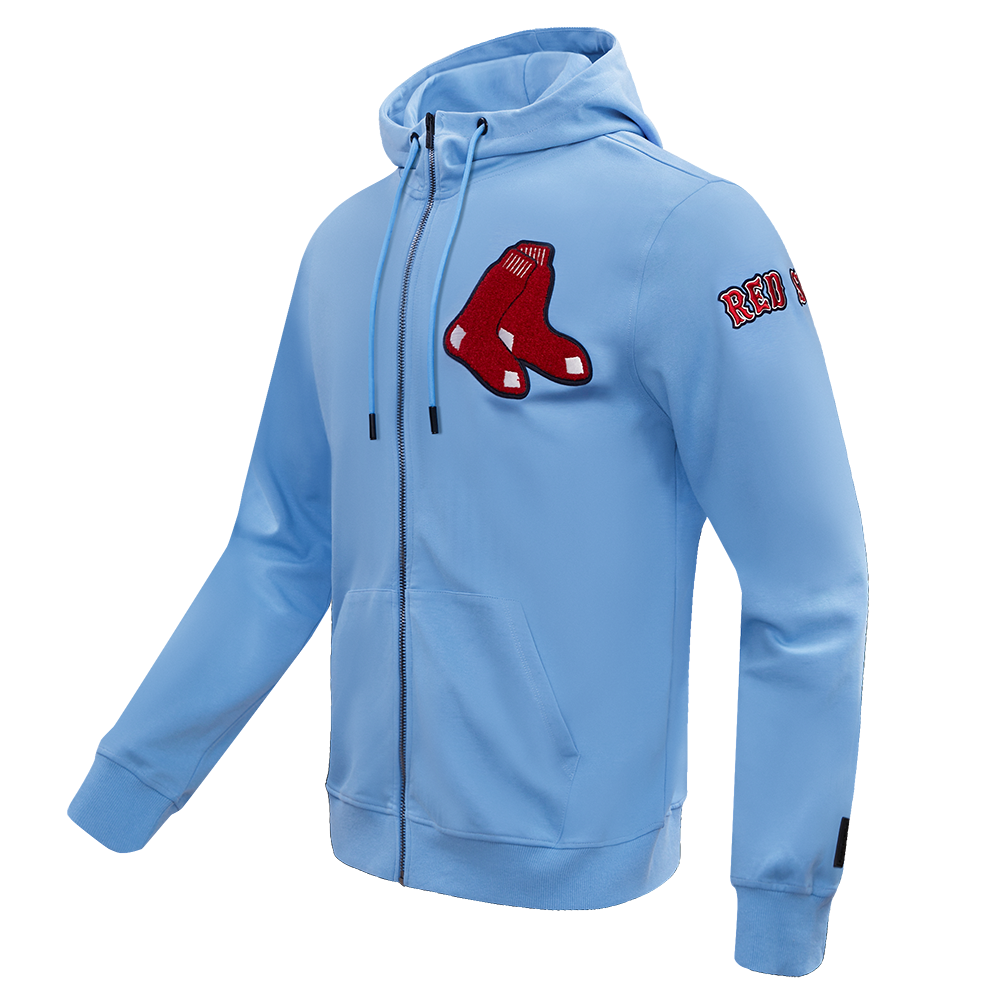 MLB BOSTON RED SOX CLASSIC CHENILLE MEN'S FULL ZIP PULLOVER HOODIE (UNIVERSITY BLUE)