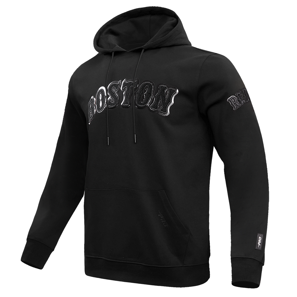MLB BOSTON RED SOX TRIPLE BLACK MEN'S PULLOVER HOODIE (TRIPLE BLACK)
