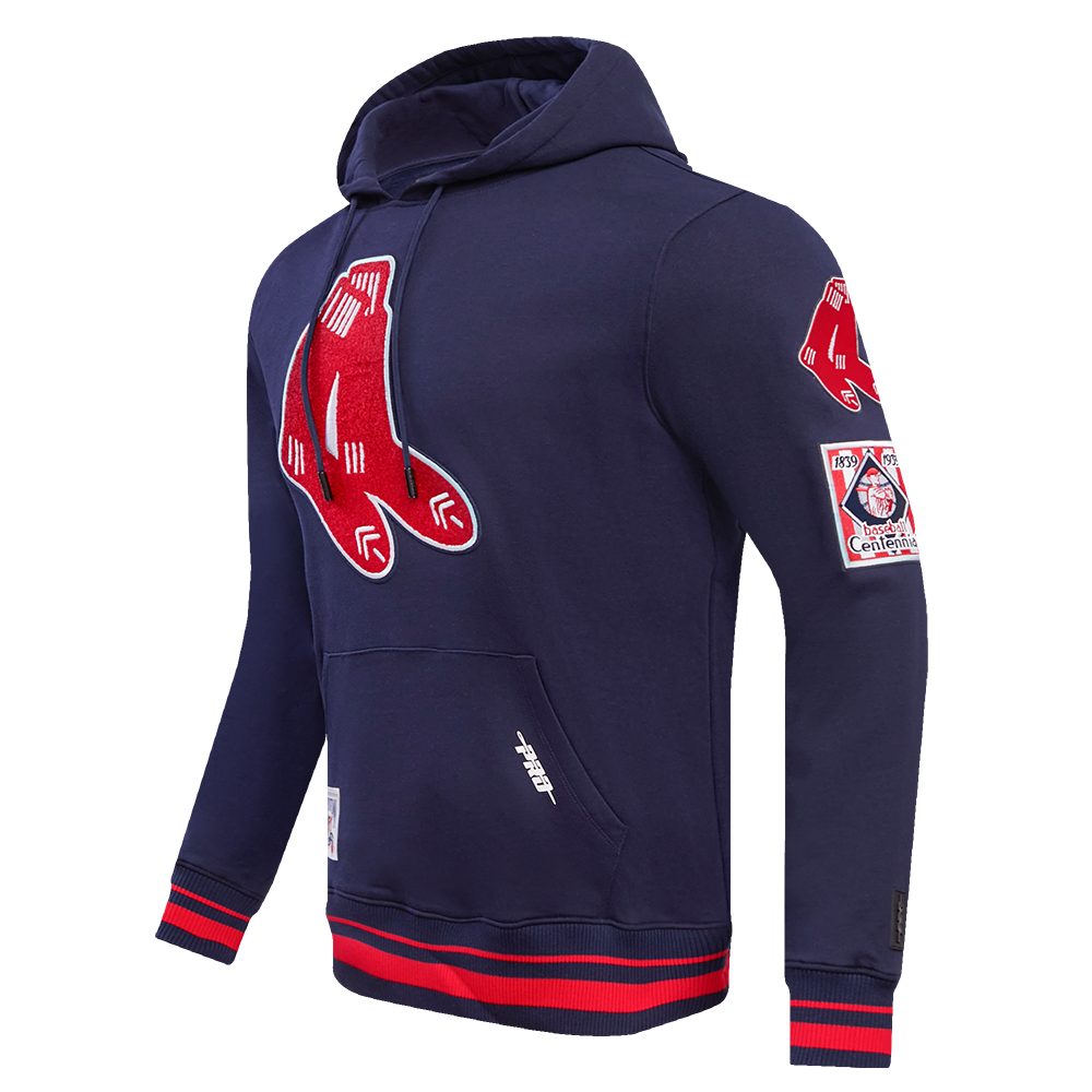 MLB BOSTON RED SOX RETRO CLASSIC MEN'S PULLOVER HOODIE (MIDNIGHT NAVY/RED/MIDNIGHT NAVY)