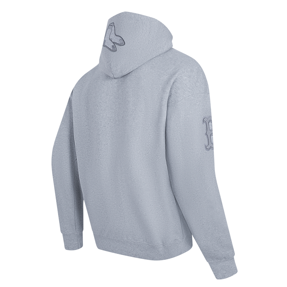MLB BOSTON RED SOX NEUTRAL CHANDAIL À CAPUCHON EN MOLLETON À ÉPAULES TOMBANTES POUR HOMME (GRIS CHINÉ FONCÉ)