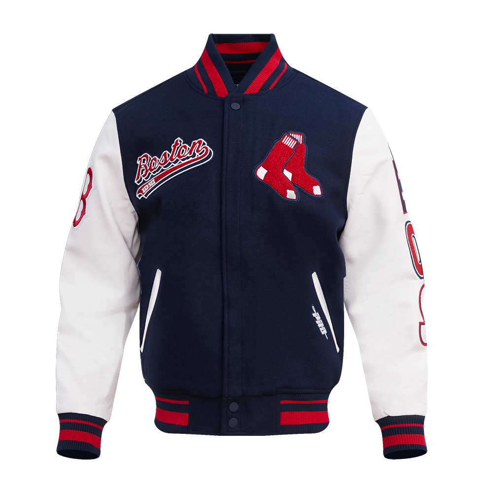 MLB BOSTON RED SOX SCRIPT TAIL MEN'S VARSITY JACKET (MIDNIGHT NAVY/RED/MIDNIGHT NAVY)
