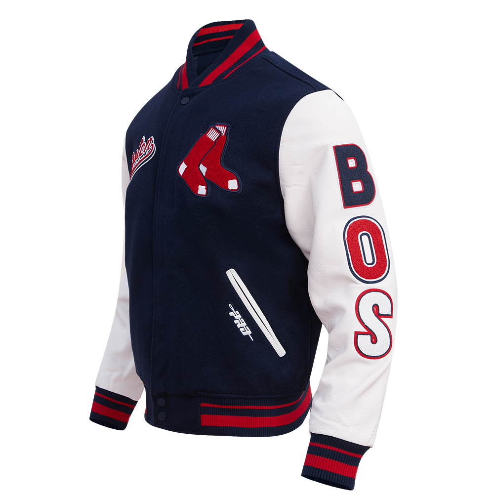 MLB BOSTON RED SOX SCRIPT TAIL MEN'S RIB WOOL VARSITY (MIDNIGHT NAVY/RED/MIDNIGHT NAVY)