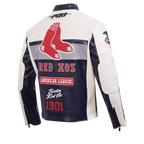 MLB BOSTON RED SOX MEN'S MOTO JACKET (EGGSHELL/ MIDNIGHT NAVY)