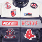 MLB BOSTON RED SOX MEN'S MOTO JACKET (EGGSHELL/ MIDNIGHT NAVY)
