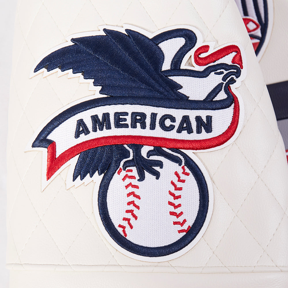 MLB BOSTON RED SOX MEN'S MOTO JACKET (EGGSHELL/ MIDNIGHT NAVY)
