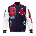 MLB BOSTON RED SOX MASH UP MEN'S RIB WOOL VARSITY JACKET (MIDNIGHT NAVY/RED/MIDNIGHT NAVY)