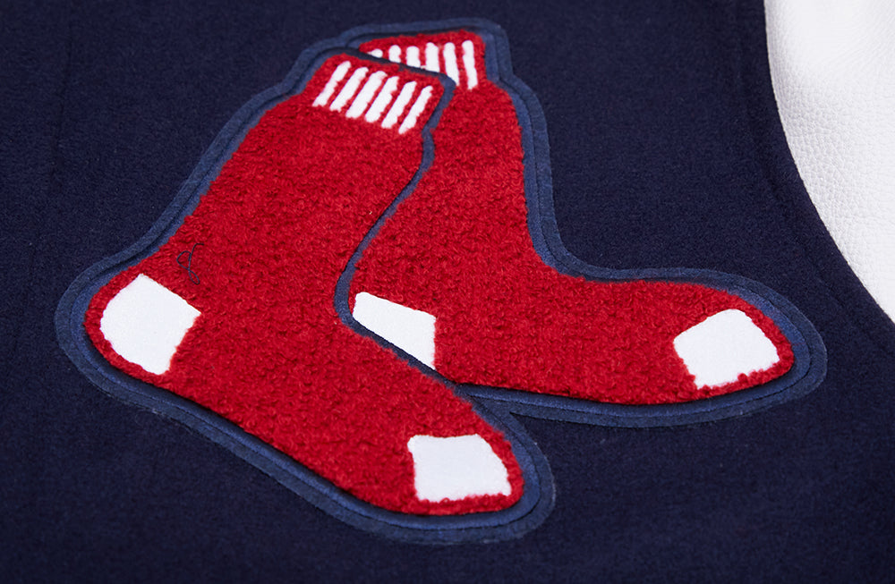 MLB BOSTON RED SOX MASH UP MEN'S RIB WOOL VARSITY JACKET (MIDNIGHT NAVY/RED/MIDNIGHT NAVY)