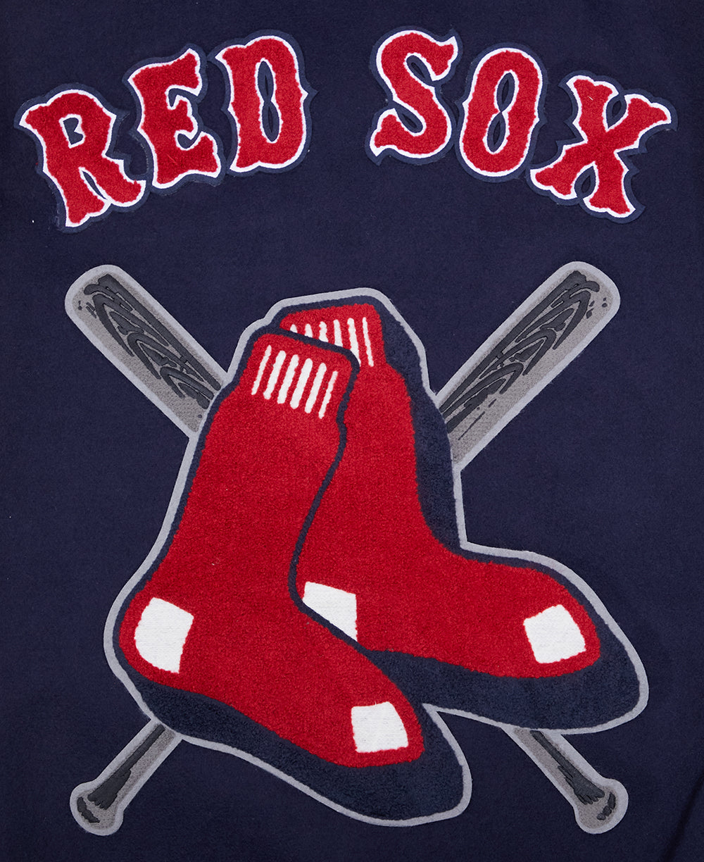 MLB BOSTON RED SOX MASH UP MEN'S RIB WOOL VARSITY JACKET (MIDNIGHT NAVY/RED/MIDNIGHT NAVY)