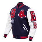 MLB BOSTON RED SOX MASH UP MEN'S RIB WOOL VARSITY JACKET (MIDNIGHT NAVY/RED/MIDNIGHT NAVY)