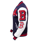 MLB BOSTON RED SOX MASH UP MEN'S RIB WOOL VARSITY JACKET (MIDNIGHT NAVY/RED/MIDNIGHT NAVY)