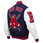 MLB BOSTON RED SOX MASH UP MEN'S RIB WOOL VARSITY JACKET (MIDNIGHT NAVY/RED/MIDNIGHT NAVY)
