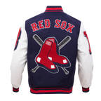 MLB BOSTON RED SOX MASH UP MEN'S RIB WOOL VARSITY JACKET (MIDNIGHT NAVY/RED/MIDNIGHT NAVY)