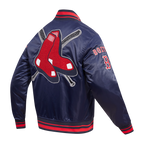 MLB BOSTON RED SOX MASH UP BLOUSON EN SATIN À BORDS CÔTELÉS POUR HOMME (MARINE MINUIT/ROUGE/MARINE MINUIT)