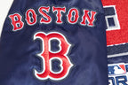 MLB BOSTON RED SOX MASH UP BLOUSON EN SATIN À BORDS CÔTELÉS POUR HOMME (MARINE MINUIT/ROUGE/MARINE MINUIT)