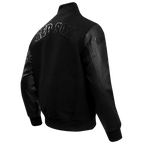 MLB BOSTON RED SOX TRIPLE BLACK WOOL MEN'S VARSITY JACKET (TRIPLE BLACK)