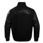 MLB BOSTON RED SOX TRIPLE BLACK WOOL MEN'S VARSITY JACKET (TRIPLE BLACK)