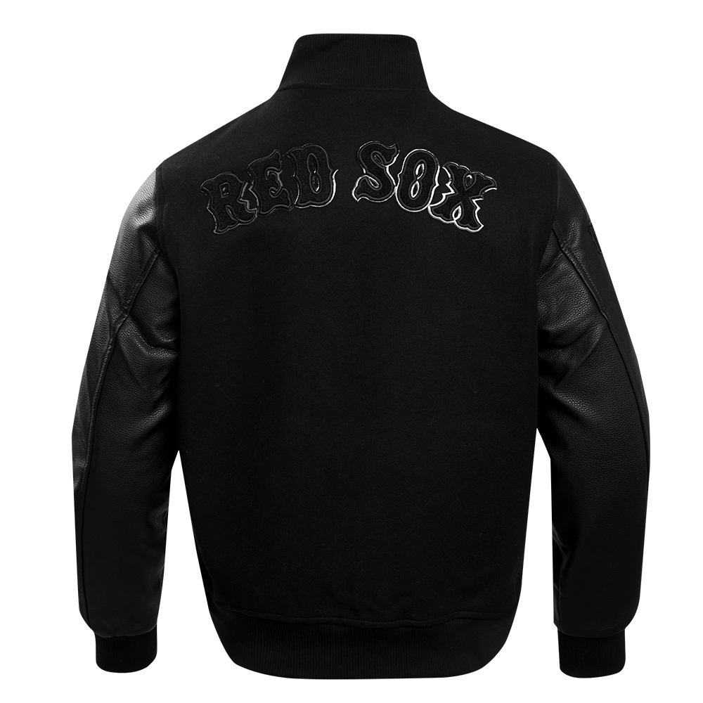 MLB BOSTON RED SOX TRIPLE BLACK WOOL MEN'S VARSITY JACKET (TRIPLE BLACK)