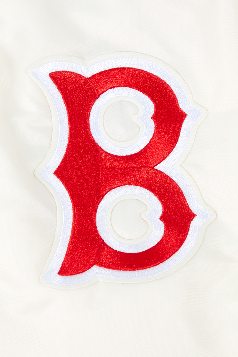 MLB BOSTON RED SOX RETRO CLASSIC BLOUSON EN SATIN À BORDS CÔTELÉS POUR HOMME (COQUILLE D'ŒUF/MARINE MINUIT)