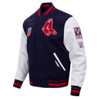 MLB BOSTON RED SOX RETRO CLASSIC MEN'S RIB WOOL VARSITY JACKET (MIDNIGHT NAVY/RED/MIDNIGHT NAVY)