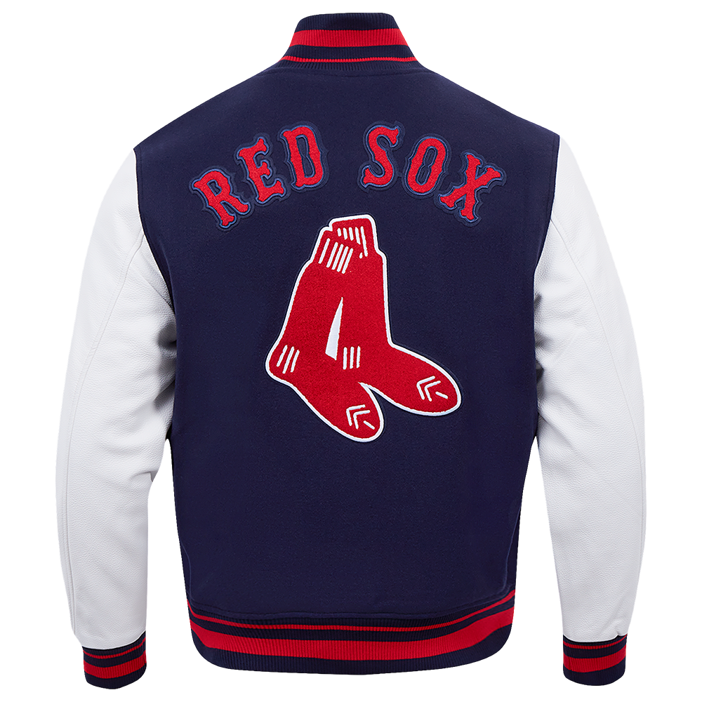 MLB BOSTON RED SOX RETRO CLASSIC MEN'S RIB WOOL VARSITY JACKET (MIDNIGHT NAVY/RED/MIDNIGHT NAVY)