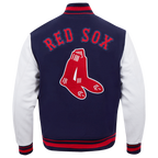 MLB BOSTON RED SOX RETRO CLASSIC MEN'S RIB WOOL VARSITY JACKET (MIDNIGHT NAVY/RED/MIDNIGHT NAVY)