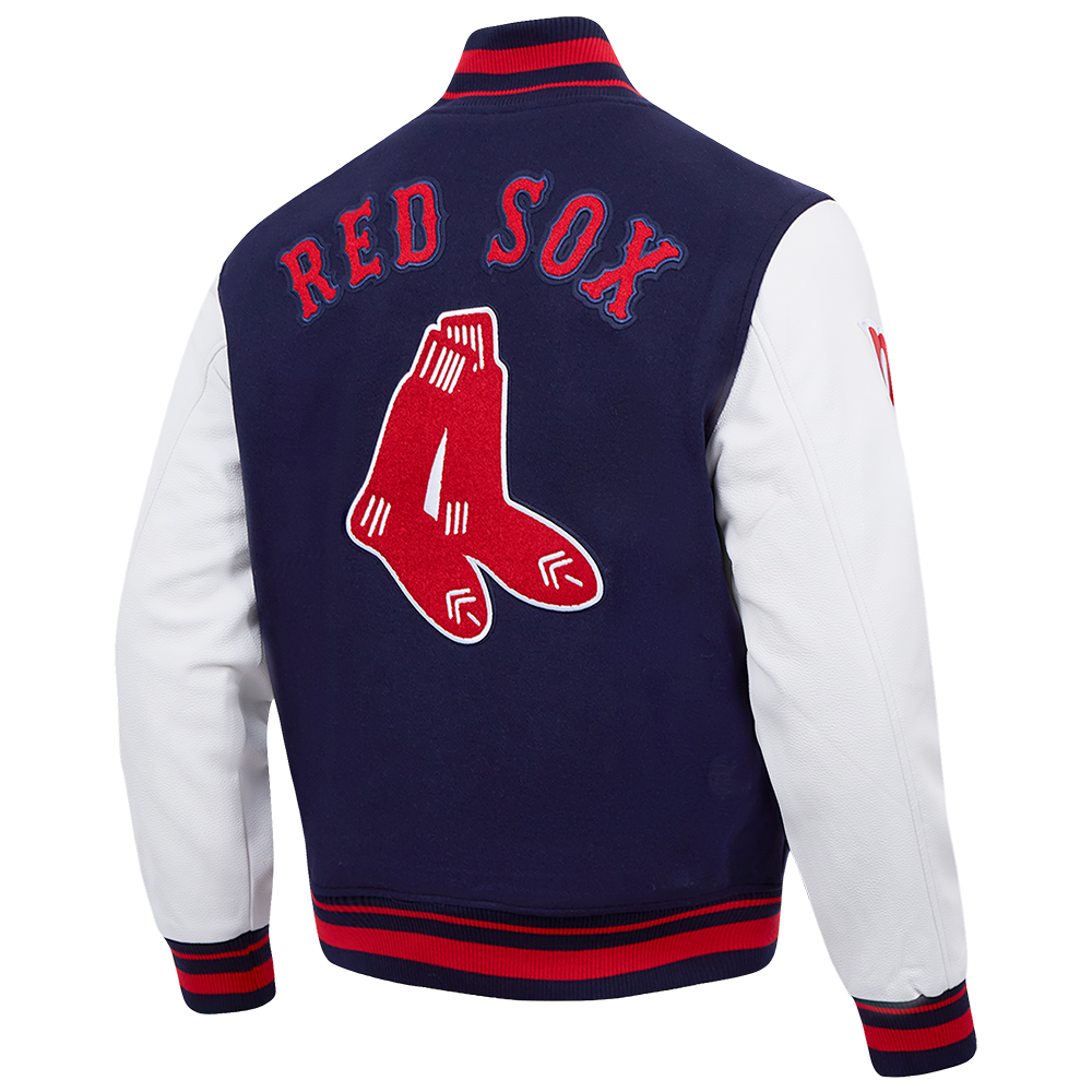 MLB BOSTON RED SOX RETRO CLASSIC MEN'S RIB WOOL VARSITY JACKET (MIDNIGHT NAVY/RED/MIDNIGHT NAVY)