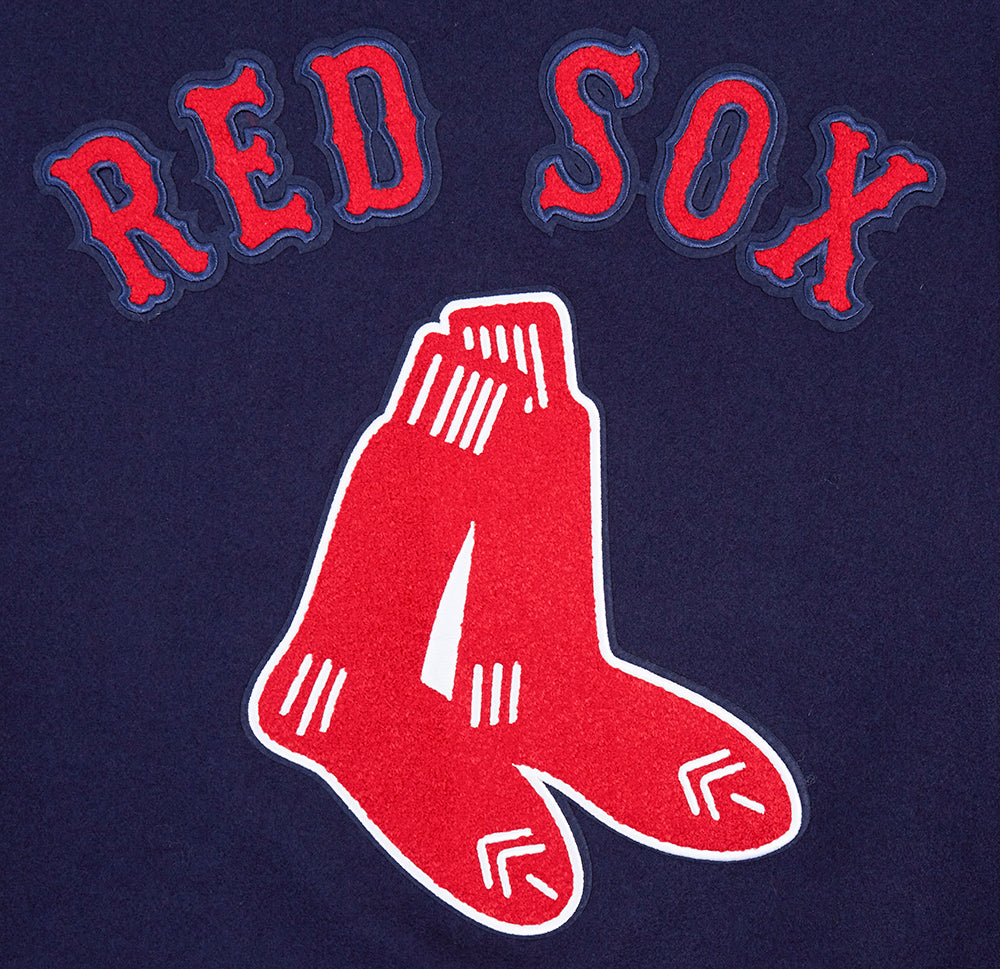 MLB BOSTON RED SOX RETRO CLASSIC MEN'S RIB WOOL VARSITY JACKET (MIDNIGHT NAVY/RED/MIDNIGHT NAVY)