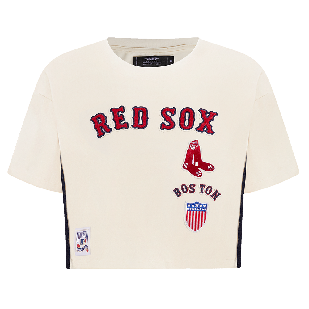 MLB BOSTON RED SOX RETRO CLASSIC WOMEN'S BOXY TOP (EGGSHELL)