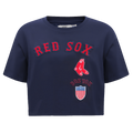 MLB BOSTON RED SOX RETRO CLASSIC HAUT À COUPE CARRÉE POUR FEMME (MARINE MINUIT)