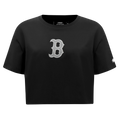 MLB BOSTON RED SOX REVERSE FRENCH TERRY HAUT EN JERSEY SIMPLE À COUPE CARRÉE POUR FEMME (NOIR)