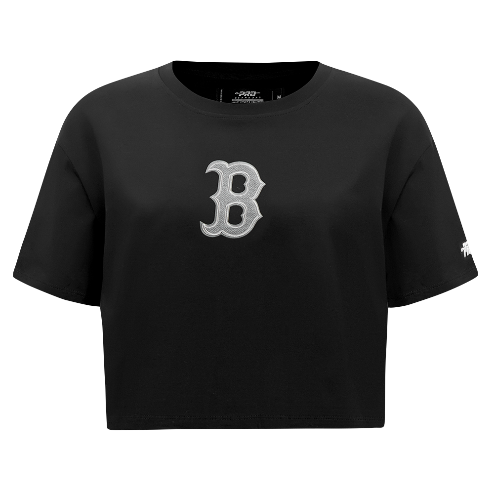 MLB BOSTON RED SOX REVERSE FRENCH TERRY HAUT EN JERSEY SIMPLE À COUPE CARRÉE POUR FEMME (NOIR)