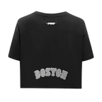 MLB BOSTON RED SOX REVERSE FRENCH TERRY HAUT EN JERSEY SIMPLE À COUPE CARRÉE POUR FEMME (NOIR)
