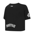 MLB BOSTON RED SOX REVERSE FRENCH TERRY HAUT EN JERSEY SIMPLE À COUPE CARRÉE POUR FEMME (NOIR)