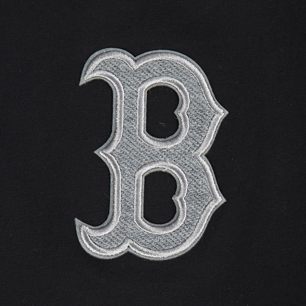MLB BOSTON RED SOX REVERSE FRENCH TERRY HAUT EN JERSEY SIMPLE À COUPE CARRÉE POUR FEMME (NOIR)