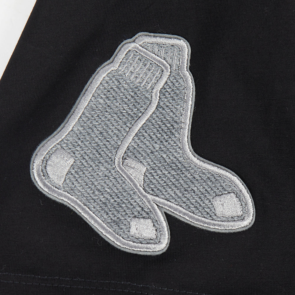 MLB BOSTON RED SOX REVERSE FRENCH TERRY HAUT EN JERSEY SIMPLE À COUPE CARRÉE POUR FEMME (NOIR)
