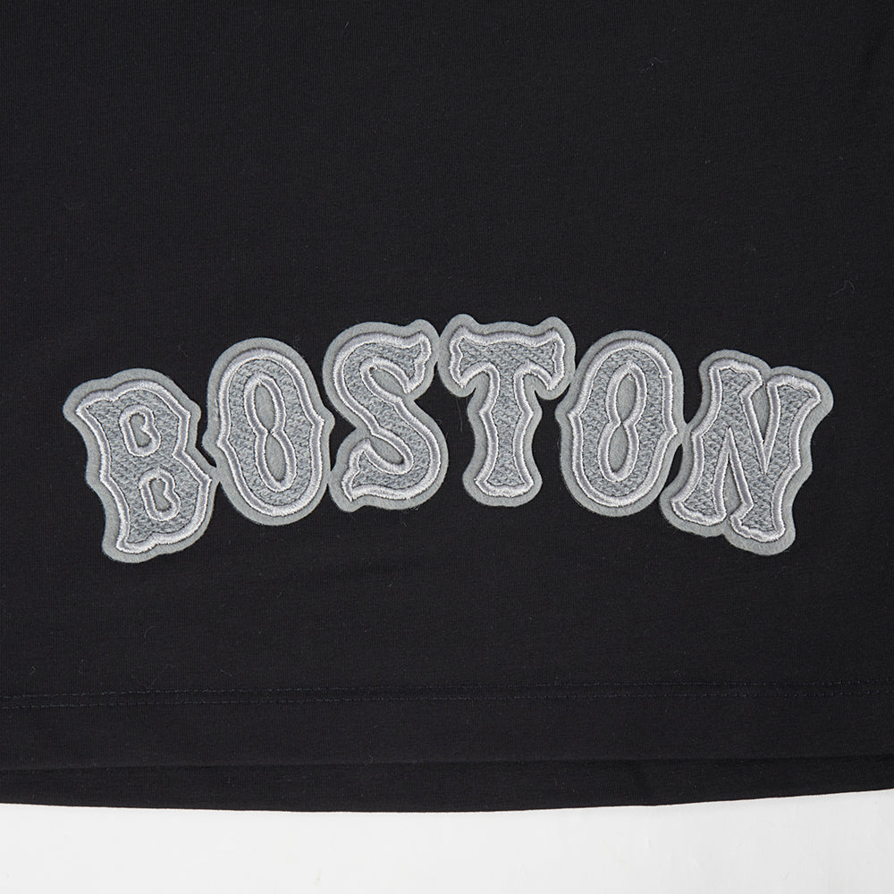 MLB BOSTON RED SOX REVERSE FRENCH TERRY HAUT EN JERSEY SIMPLE À COUPE CARRÉE POUR FEMME (NOIR)