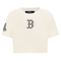 MLB BOSTON RED SOX REVERSE FRENCH TERRY WOMEN'S SINGLE JERSEY BOXY TOP (EGGSHELL)