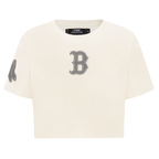 MLB BOSTON RED SOX REVERSE FRENCH TERRY WOMEN'S SINGLE JERSEY BOXY TOP (EGGSHELL)