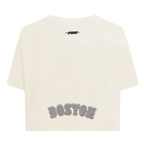 MLB BOSTON RED SOX REVERSE FRENCH TERRY WOMEN'S SINGLE JERSEY BOXY TOP (EGGSHELL)