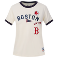 MLB BOSTON RED SOX RETRO CASCADE WOMEN'S RINGER TEE (EGGSHELL/ MIDNIGHT NAVY)