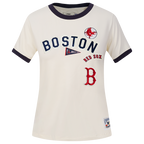 MLB BOSTON RED SOX RETRO CASCADE WOMEN'S RINGER TEE (EGGSHELL/ MIDNIGHT NAVY)