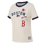 MLB BOSTON RED SOX RETRO CASCADE WOMEN'S RINGER TEE (EGGSHELL/ MIDNIGHT NAVY)
