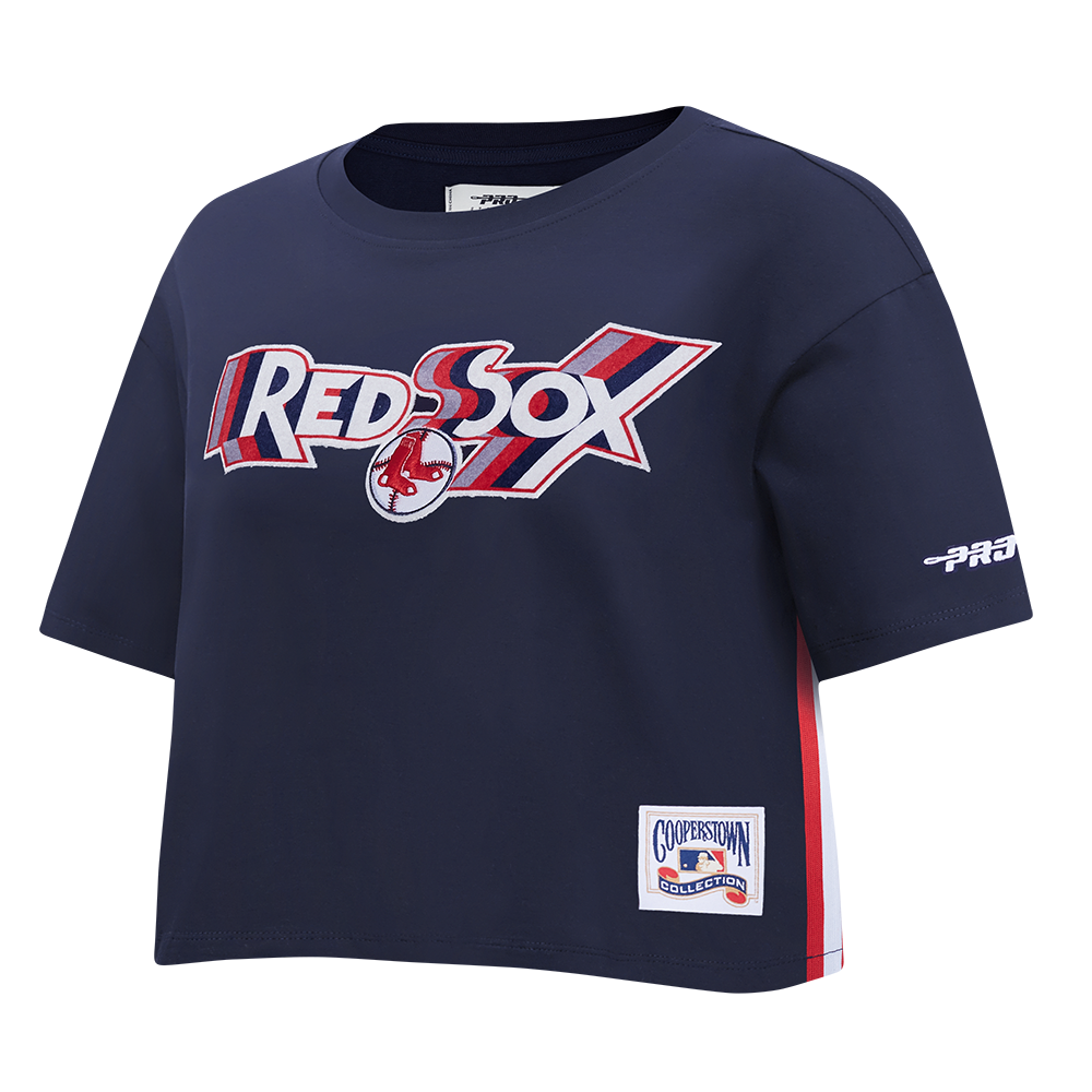 MLB BOSTON RED SOX RETRO ELEVATION WOMEN'S SINGLE JERSEY BOXY TOP (MIDNIGHT NAVY)