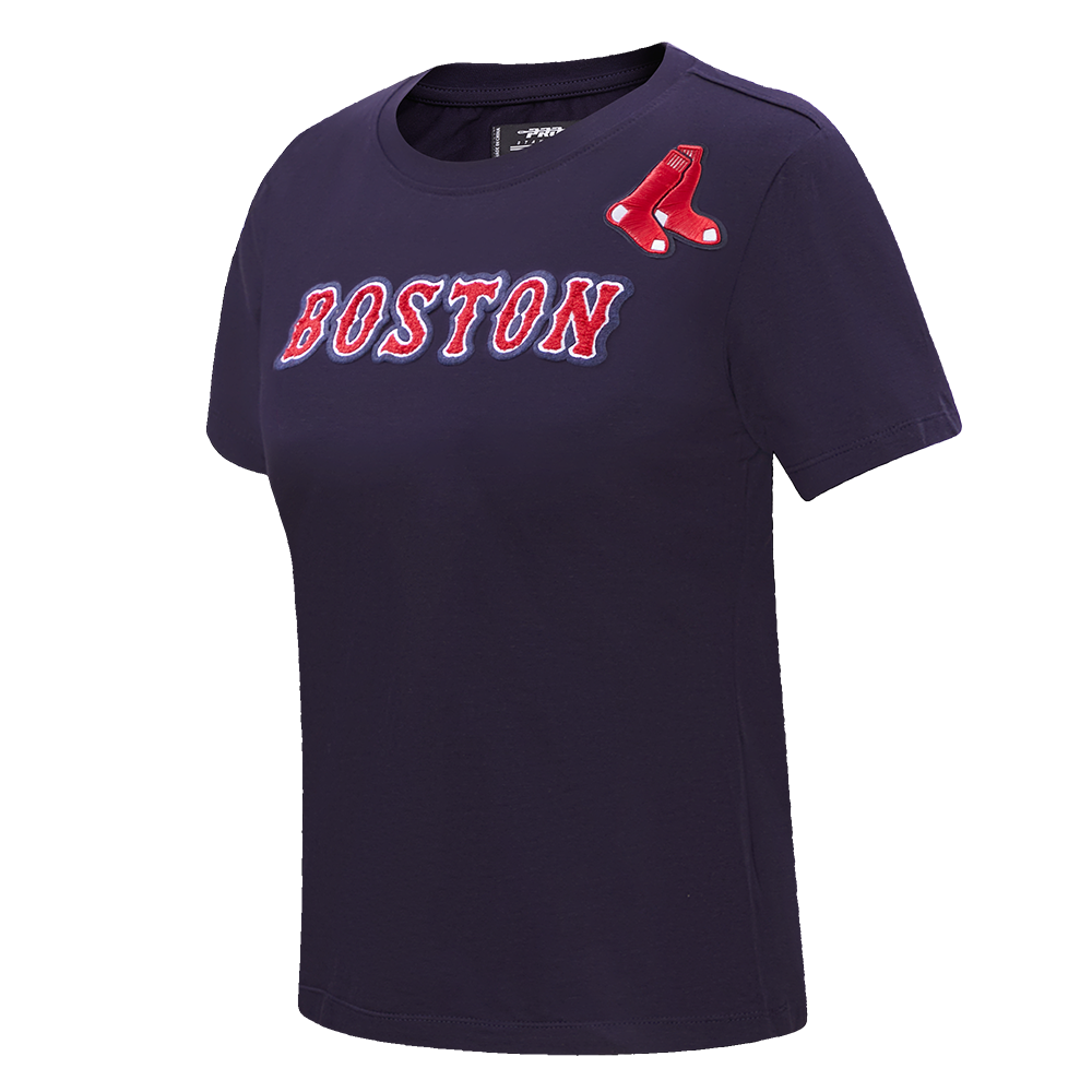 MLB BOSTON RED SOX CLASSIC SHORT SLEEVE WOMEN'S SINGLE JERSEY SLIM FIT TOP (MIDNIGHT NAVY)