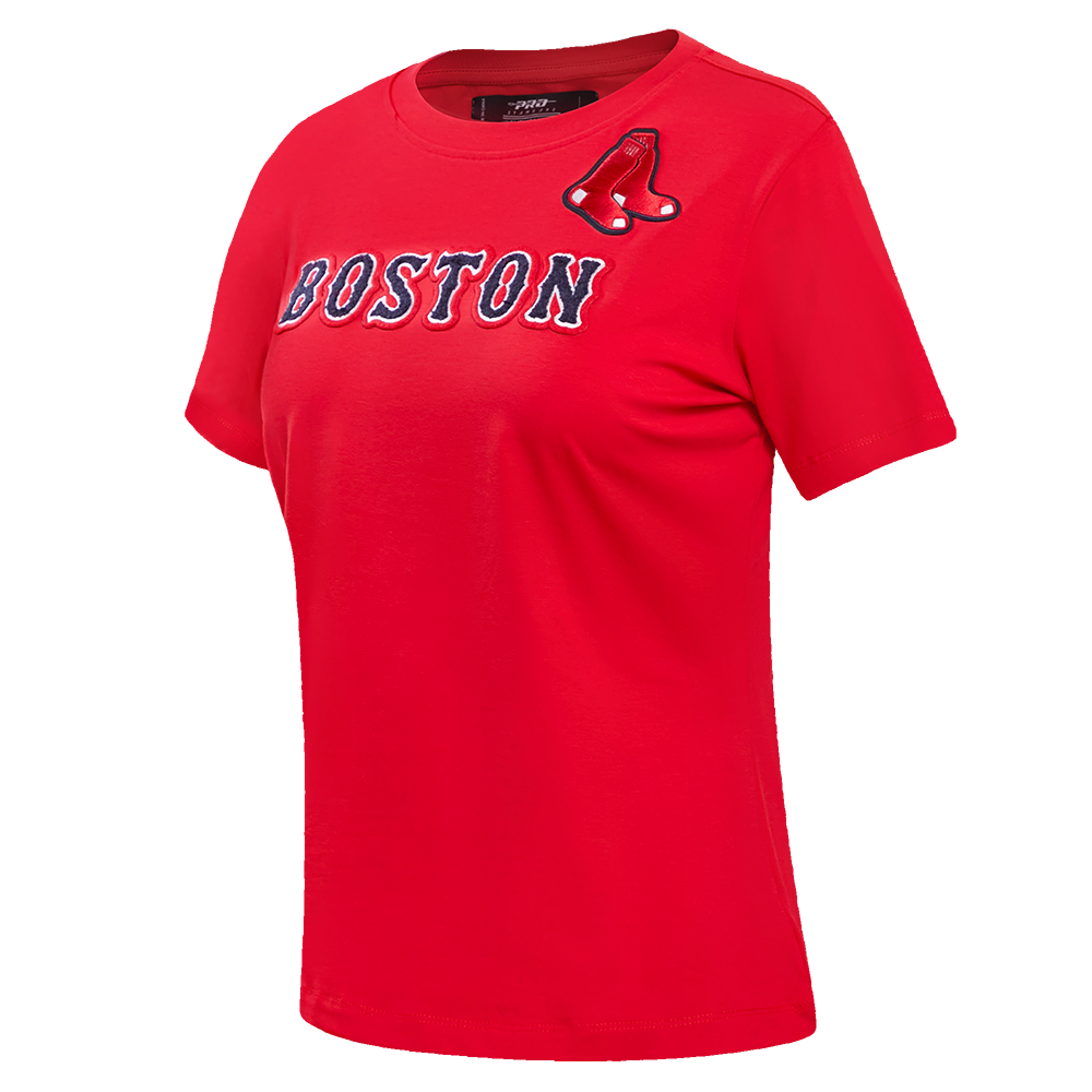 MLB BOSTON RED SOX CLASSIC SHORT SLEEVE WOMEN'S SINGLE JERSEY SLIM FIT TOP (RED)
